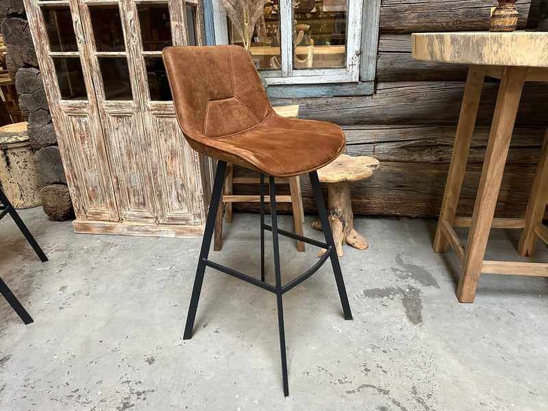Barstuhl mit Griff Mikrofaser Köln in 3 Farben Anthrazit Cognac-Braun Grün