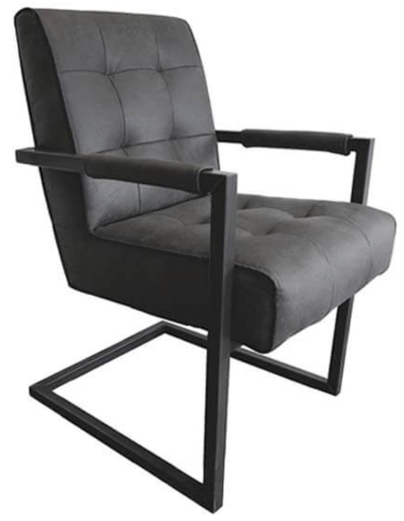 Chaise cantilever avec accoudoirs Jim Cuir-tissu Manila 2 couleurs Elephant Gris foncé