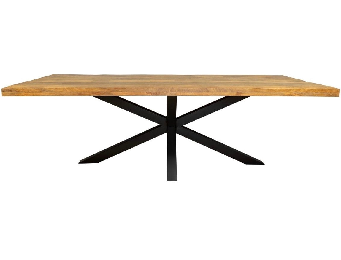 Esstisch Mangoholz gerade Kante 160 bis 300 cm in 6 cm dicke mit Spidergestell 2