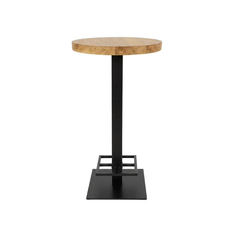 Table haute et mange-debout en orme 3 tailles cm & piétement métallique noir