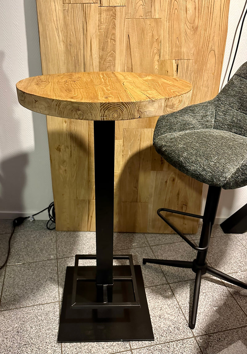 Table haute et mange-debout en orme 3 tailles cm & piétement métallique noir