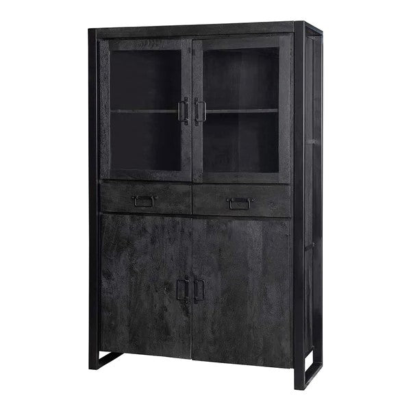 Vitrine Boaz Schwarz Mangoholz 115 cm
