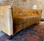 Lade das Bild in den Galerie-Viewer, Vintage Kamelleder 3 er Couch Sahara Sofa Echt Leder Chesterfield Cognac
