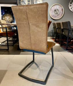 Freischwinger Stuhl Amaro Kunstleder in 3 Farben Cognac Grün Anthrazit mit Metallgestell