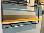 Lade das Bild in den Galerie-Viewer, Wandregal XL Industrial Möbel Mango Holz Metall schwarz Blankstahl Hängeregal Industrie Stil Regal Used Look
