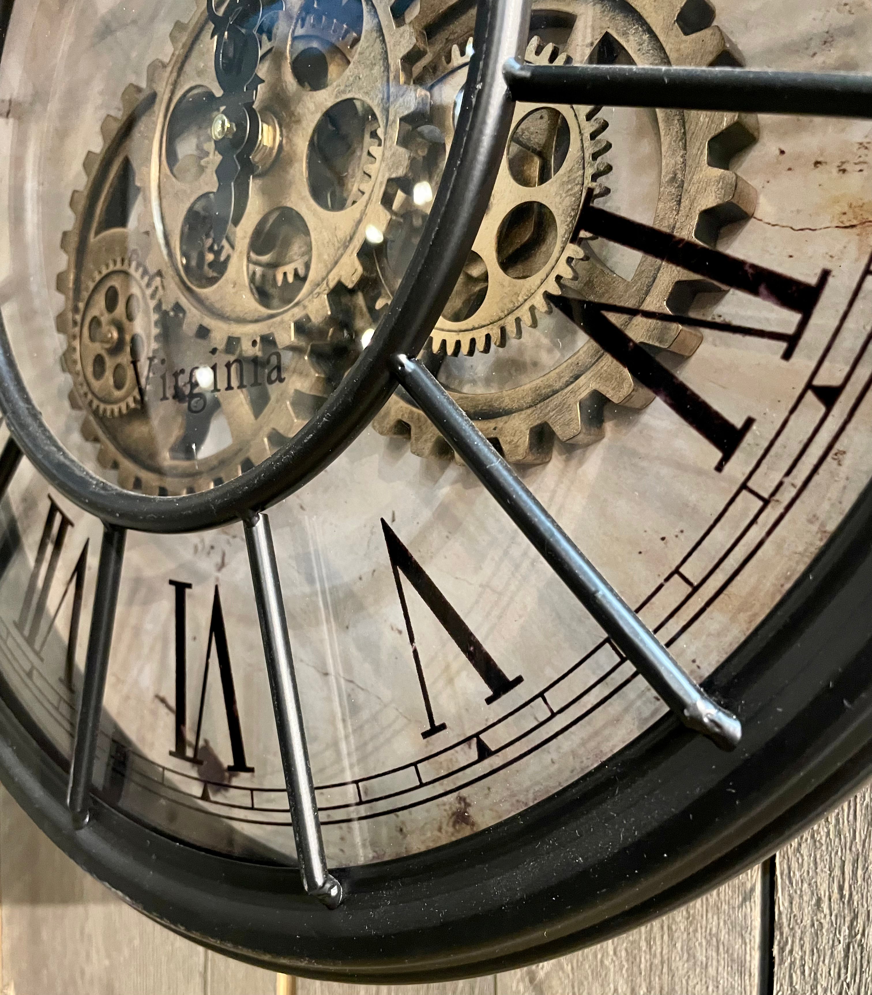 Kleine Wanduhr Industrie Stil Zahnrad Zählwerk 50 cm Schwarz.