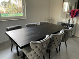 Table à manger Denber, manguier noir, 160 à 300 & 6 cm avec piètement araignée