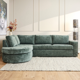 MySofa Alma Ecksofa Grün Divan links + 2,5 Sitzer