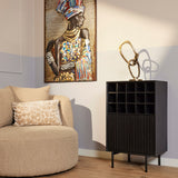 Weinschrank Madison Schwarz Mangoholz 55 cm