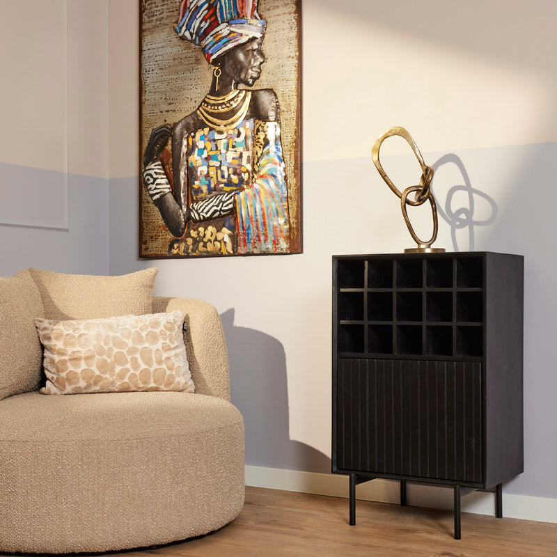 Weinschrank Madison Schwarz Mangoholz 55 cm