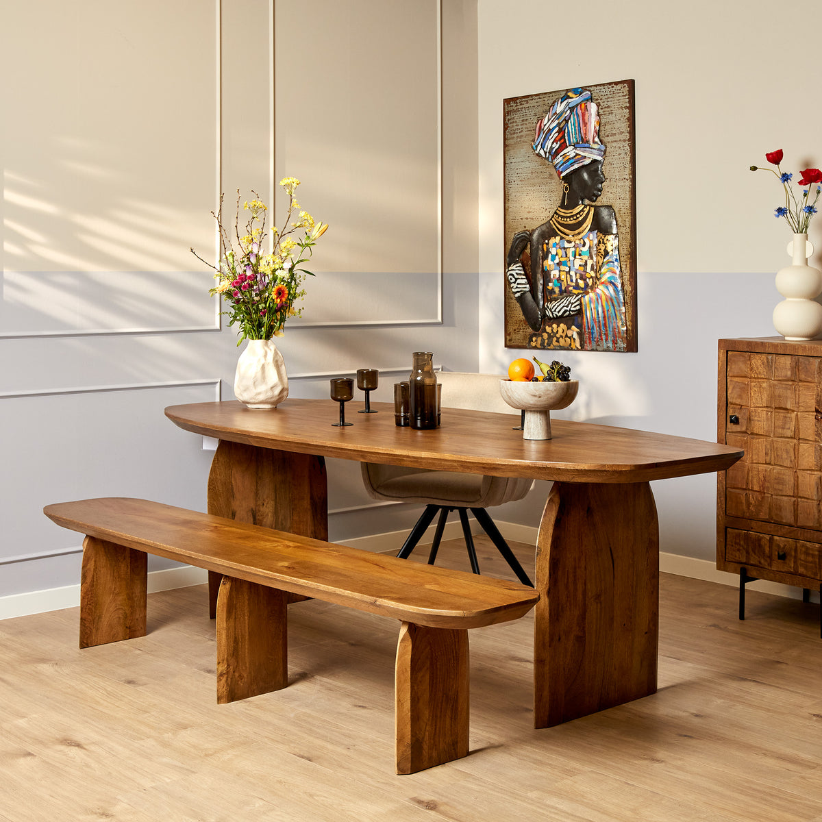 Esszimmerbank Tense Natur Mangoholz 280 cm