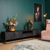 TV-Lowboard New York Schwarz Mangoholz 240 cm