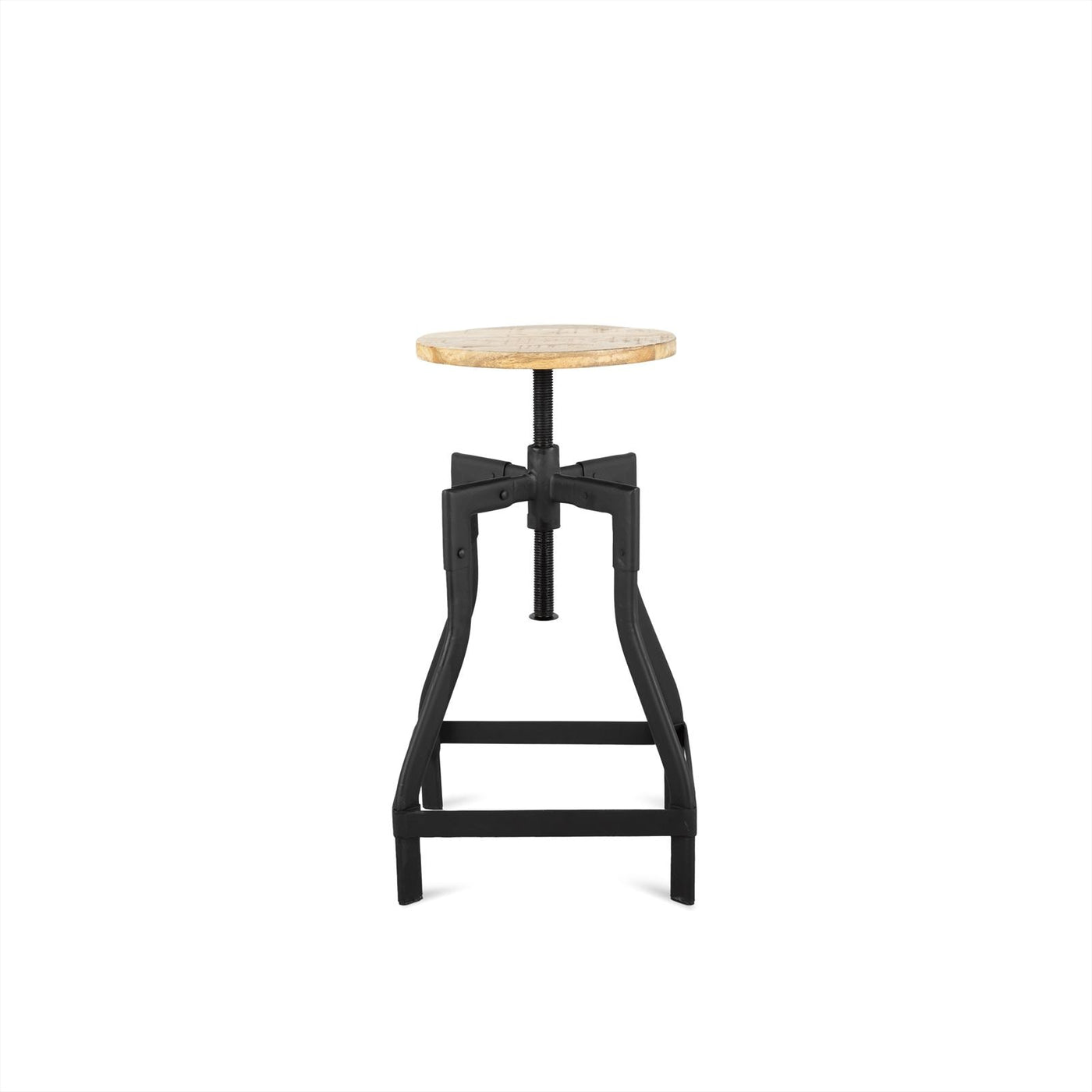 Verstellbarer Hocker Metall & Mangoholz
