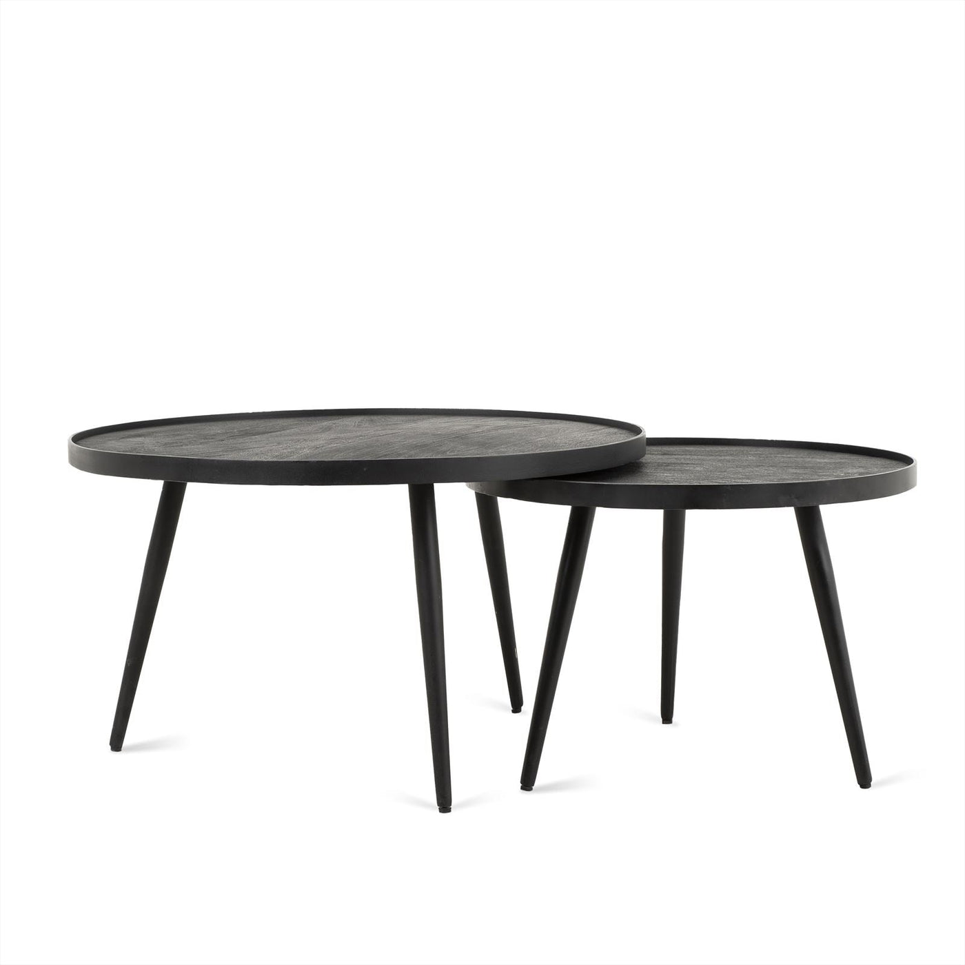 Runder Couchtisch-Set Schwarz, 2er-Set