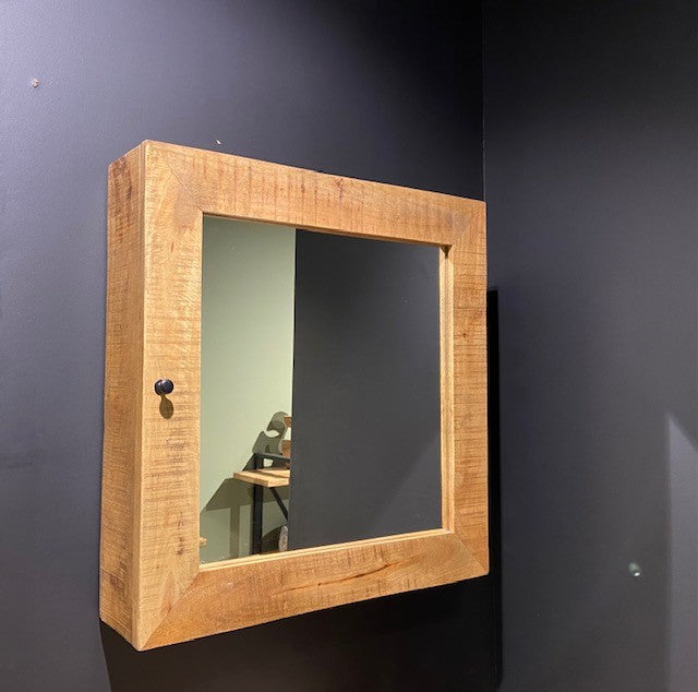 Badezimmerschrank mit Tür und Spiegel, 80 cm