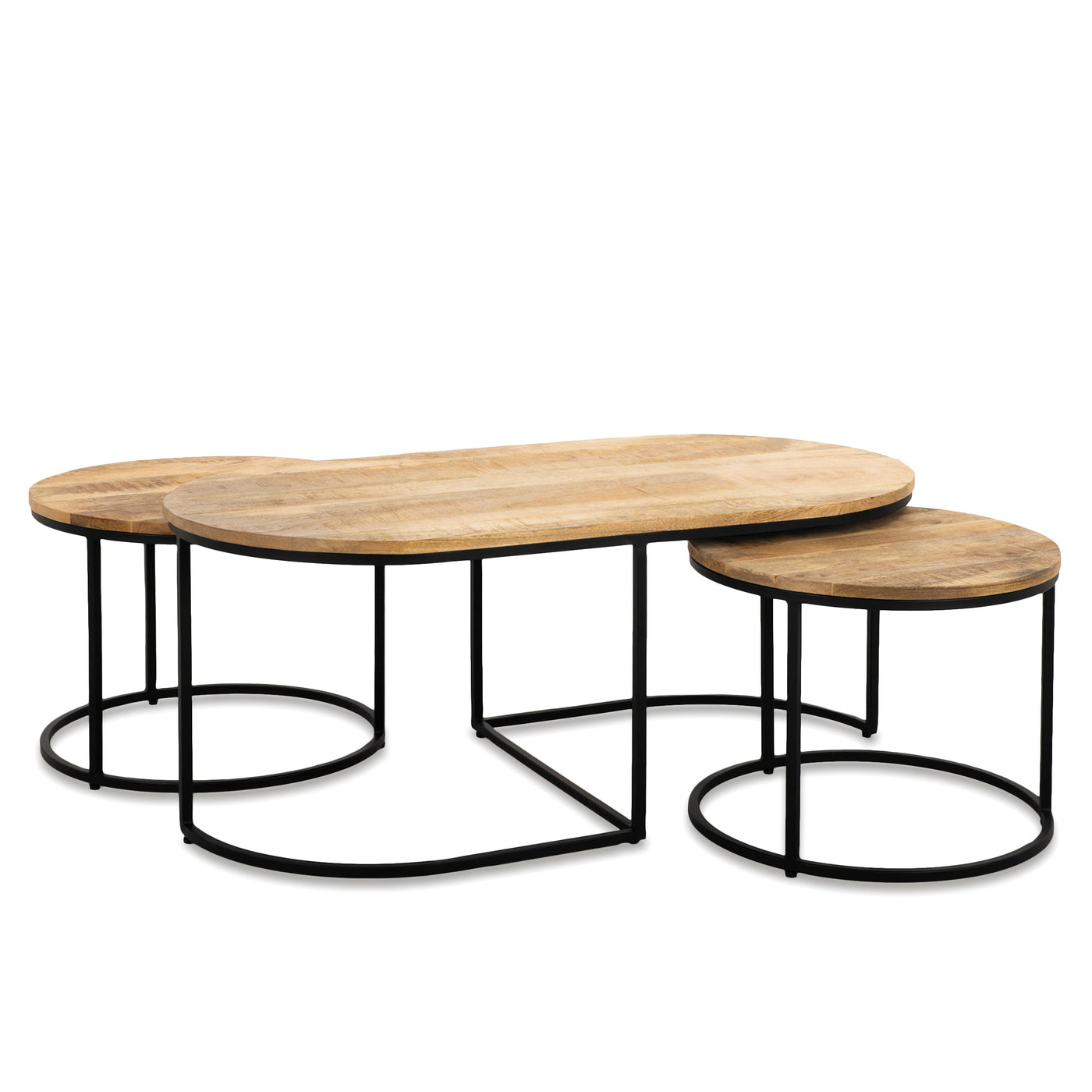 Couchtisch-Set rund und oval, 3er-Set