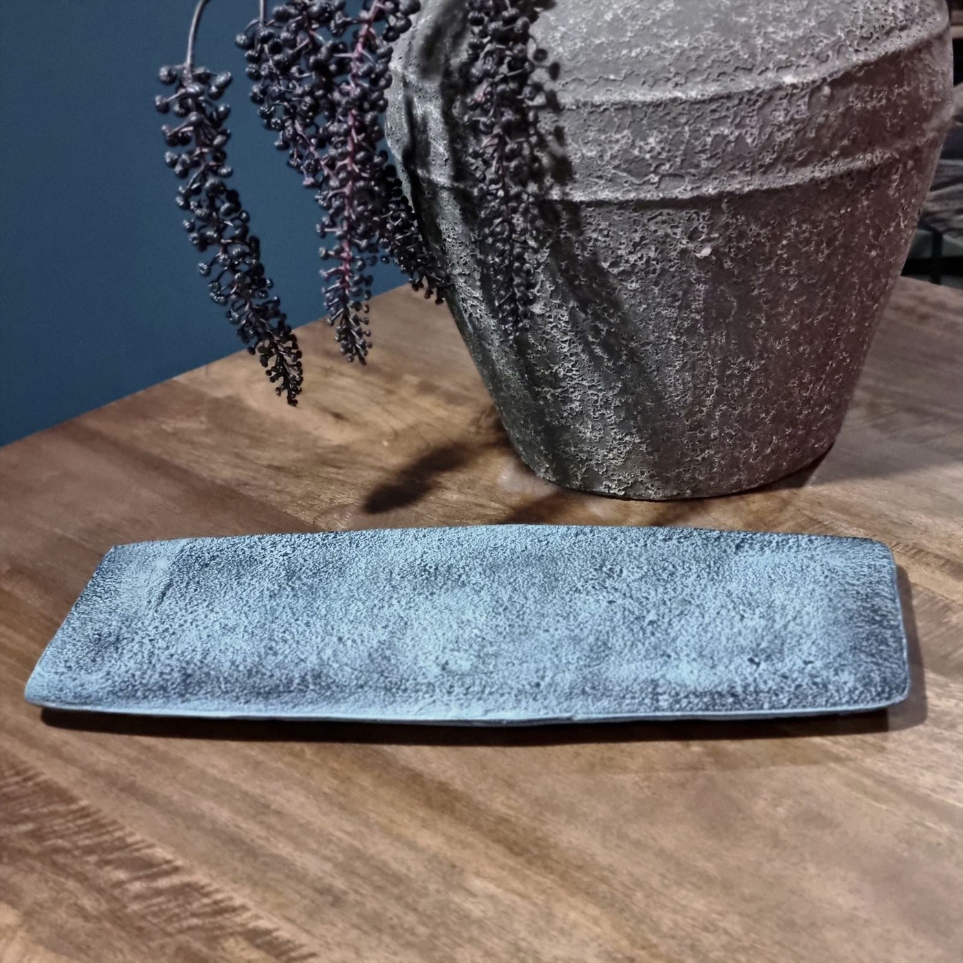 Dekoteller rechteckig Blau-Patina, Klein