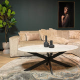 Couchtisch oval Faye Weiß Marmor 130 cm