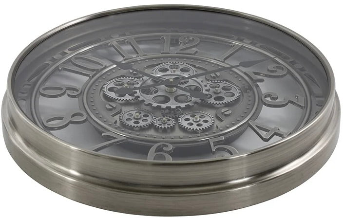 Wanduhr Zahnrad Berlin Zählwerk Animation silber grau 55 cm outdorrfähig