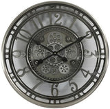 Horloge murale à engrenages Berlin mécanisme mobile animation argent gris 55 cm utilisable en extérieur