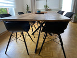 Esstisch Arlin Mangoholz natur 200 & 240 cm Schweizer Kante mit Spider Gestell