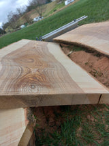 180 cm Edel Esche Baumstamm Tischplatte Holzplatte 5 cm massiv naturbelassene Baumkante