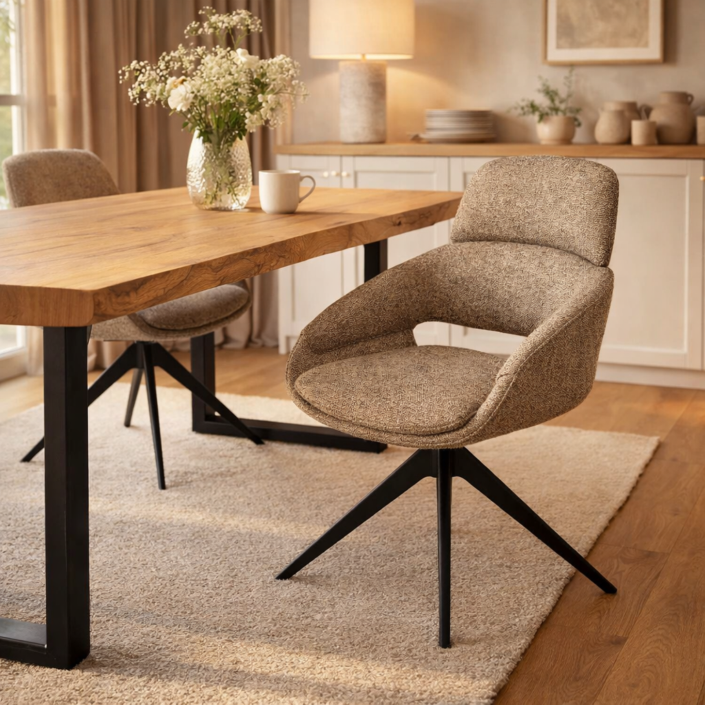 Drehbarer Esszimmer Stuhl Martin Mikrostoff in 4 Farben hellgrau beige taupe graugrün
