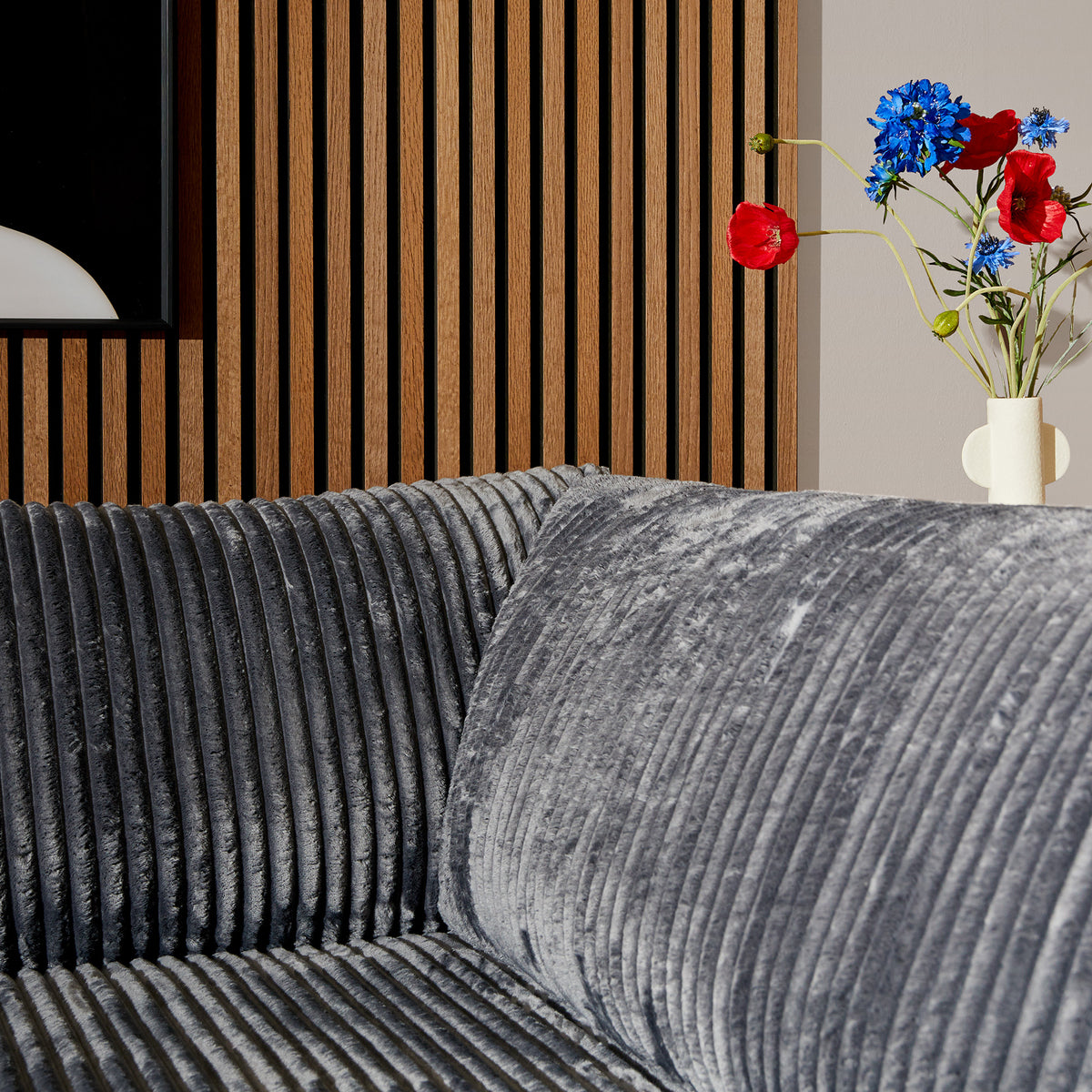 MySofa Teddy Ecksofa Anthrazit 2,5 Sitzer + Divan rechts