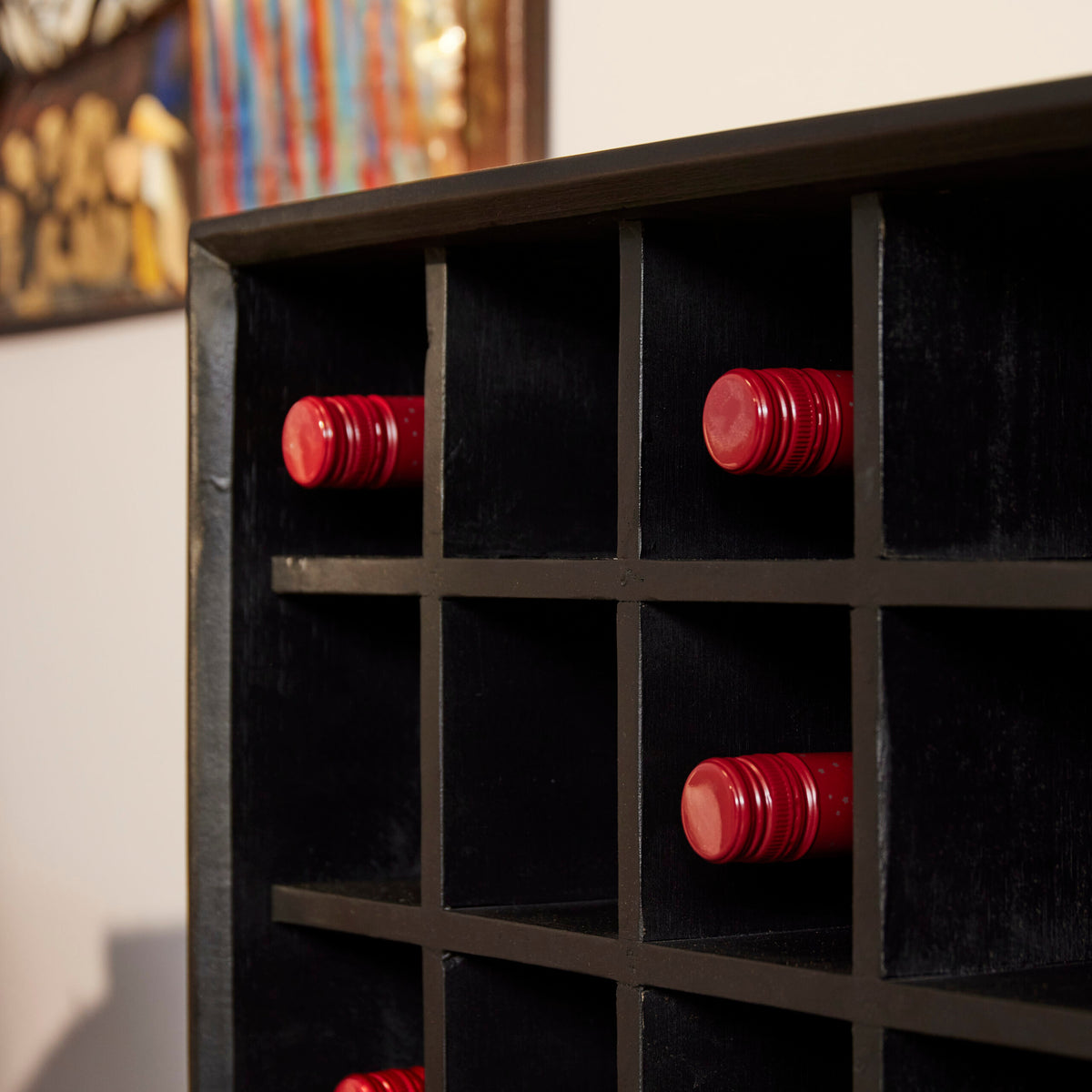 Weinschrank Madison Schwarz Mangoholz 55 cm