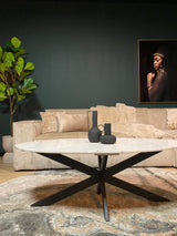 Couchtisch oval Faye Weiß Marmor 130 cm