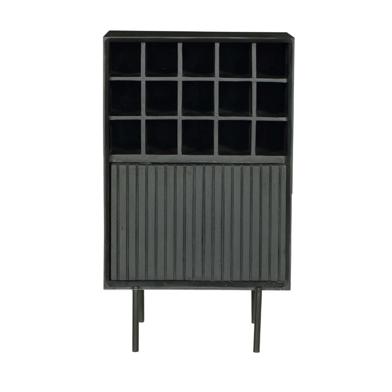 Weinschrank Madison Schwarz Mangoholz 55 cm