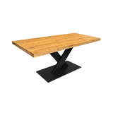 5 cm Esstisch Serang Teak 180 cm Holz mit V-Gestell schwarz