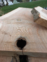 180 cm Edel Esche Baumstamm Tischplatte Holzplatte 5 cm massiv naturbelassene Baumkante