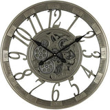 Wanduhr Brüssel 55 cm mit Animation antik-silber messing drehende Zahnräder Industrial Zahnräder