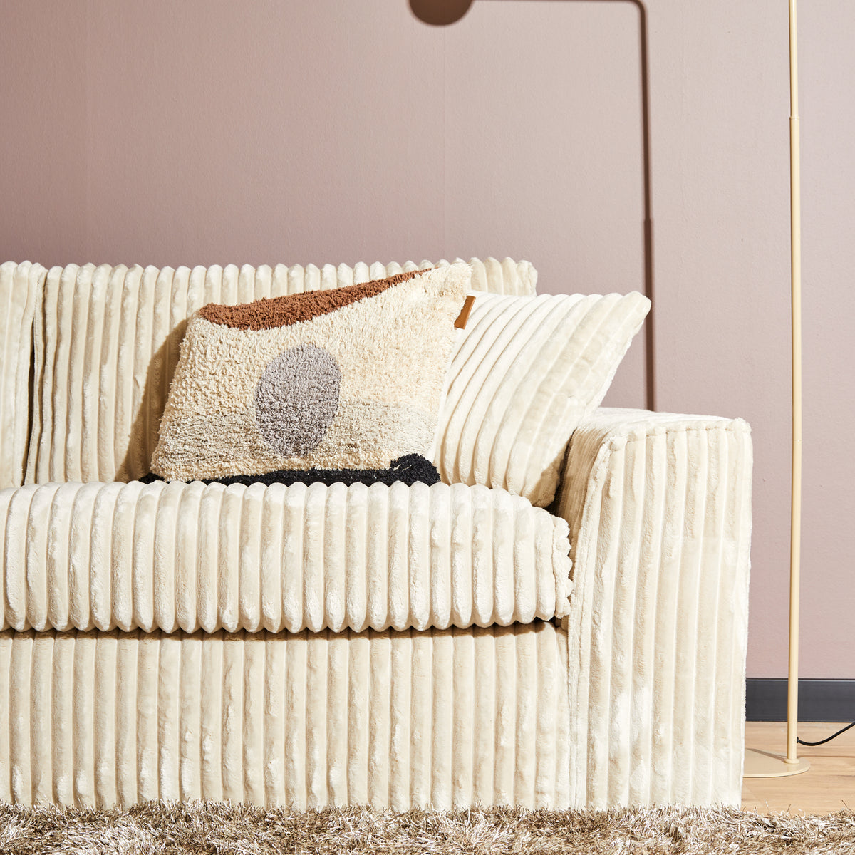 MySofa Teddy Ecksofa Beige Divan links + 2,5 Sitzer
