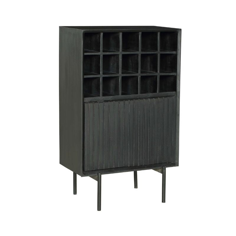 Weinschrank Madison Schwarz Mangoholz 55 cm