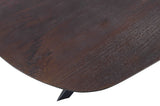 Bootsform Esstisch Alore Eiche dunkelbraun Dänisch oval 200 240 280 cm Schweizer Kante mit Mikado Gestell gold schwarz