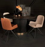 Lade das Bild in den Galerie-Viewer, 360 Grad Esszimmer Stuhl Leander Teddy Stoff in 3 Farben Cream Beige Rust drehbar
