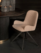 360 Grad Esszimmer Stuhl Leander Teddy Stoff in 3 Farben Cream Beige Rust drehbar