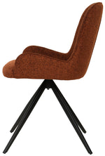 Lade das Bild in den Galerie-Viewer, 360 Grad Esszimmer Stuhl Leander Teddy Stoff in 3 Farben Cream Beige Rust drehbar
