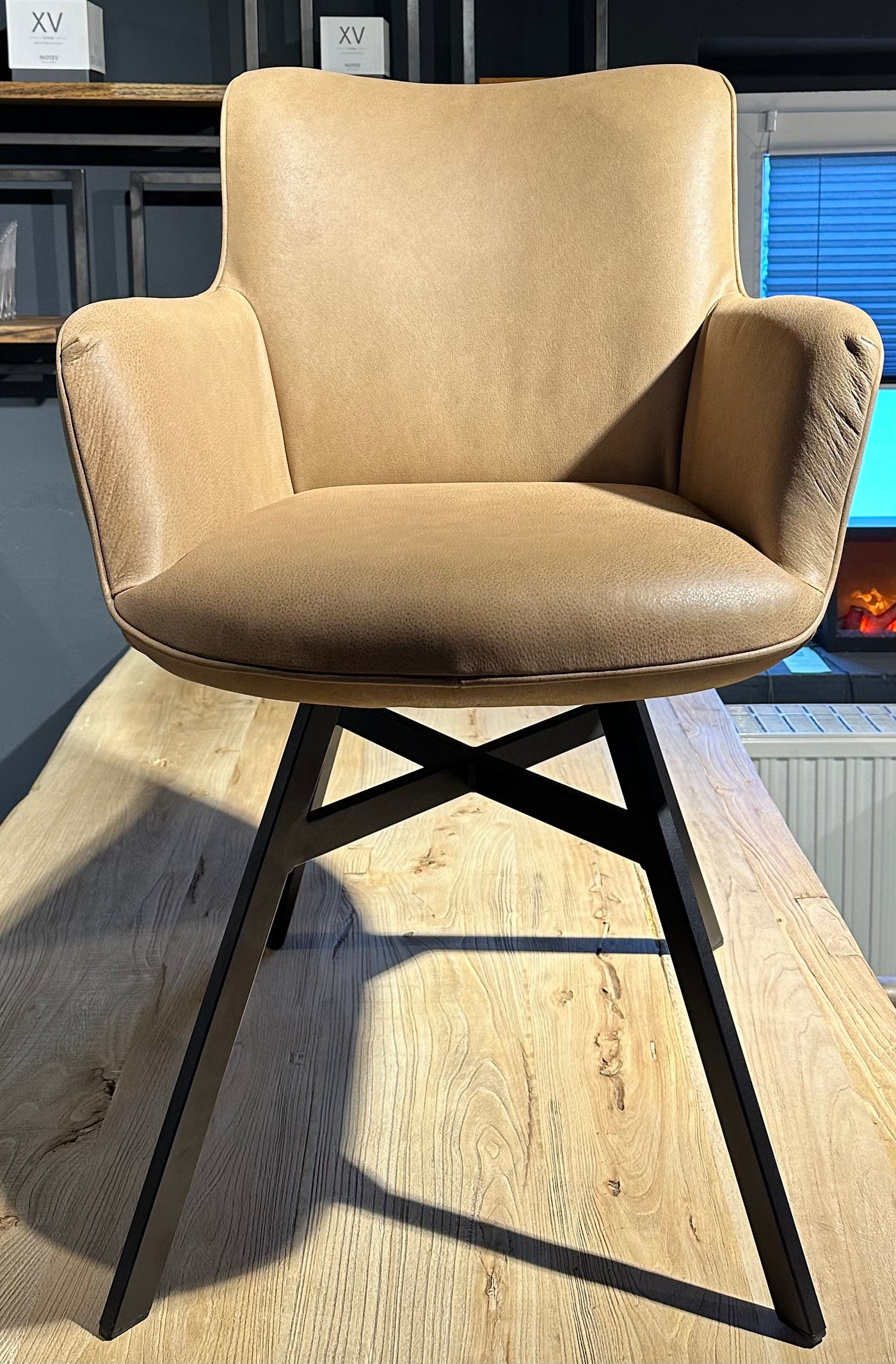 Design Armlehnen Stuhl Kaydenos Echt Leder in 34 Farben und 3 Gestellvarianten Drehbarer Lederstuhl