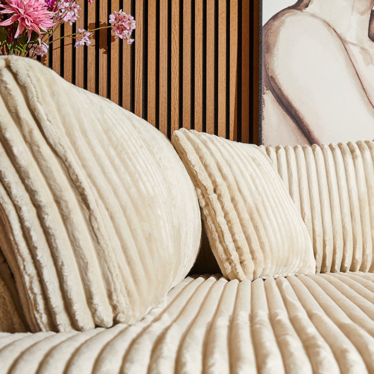 MySofa Teddy Ecksofa Beige Divan links + 2,5 Sitzer