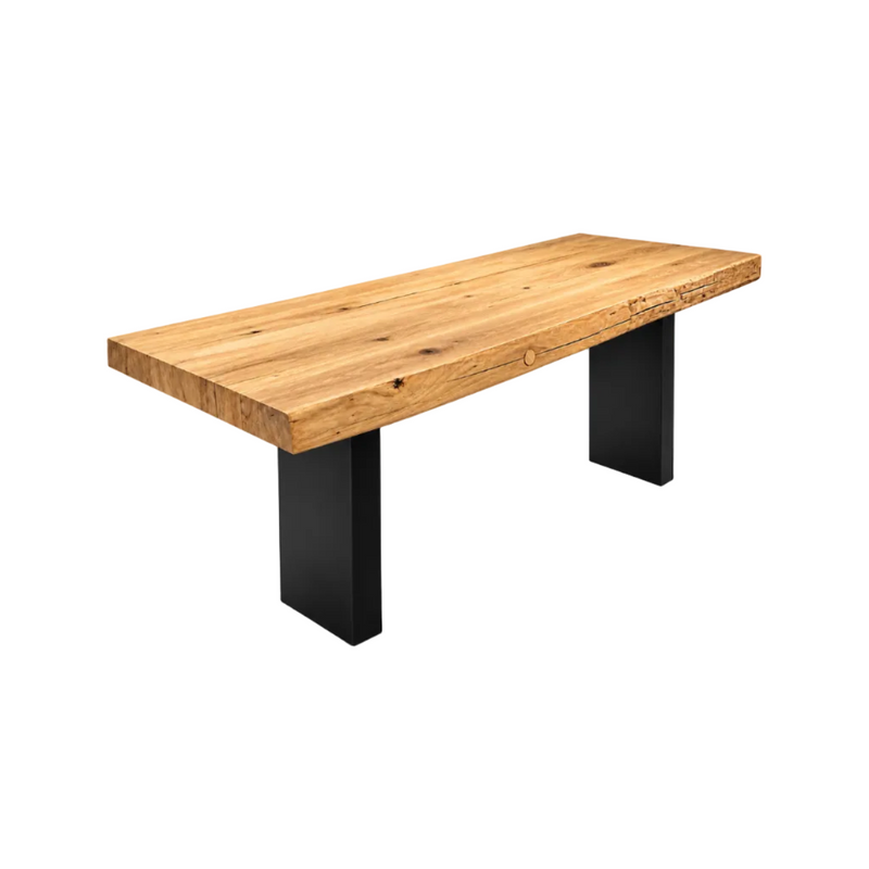 Table à manger de 8 cm en orme recyclé, 4 tailles disponibles avec pied central, de Mönchengladbach