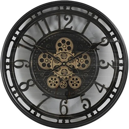 Horloge murale engrenages Berlin mécanisme animé noire 55 cm