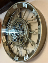 Wanduhr Brüssel 55 cm mit Animation antik-silber messing drehende Zahnräder Industrial Zahnräder