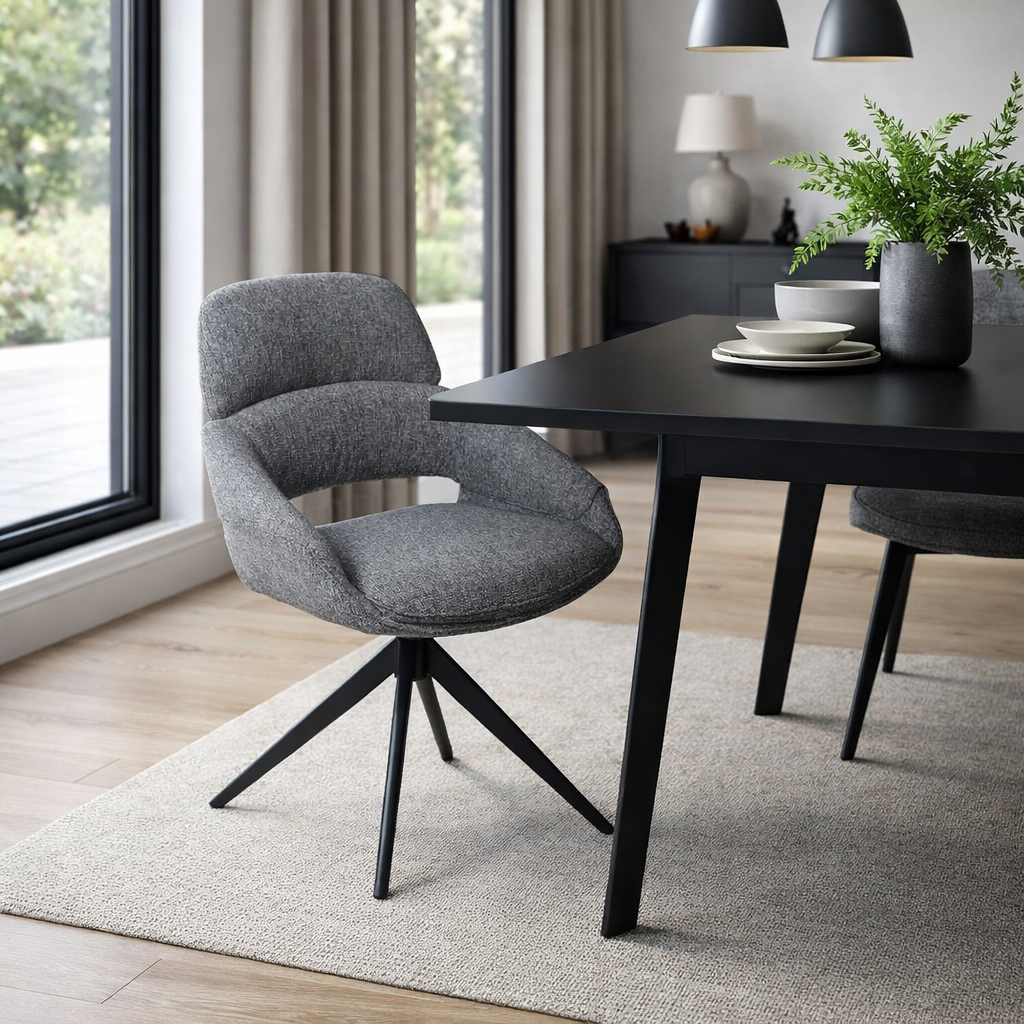 Drehbarer Esszimmer Stuhl Martin Mikrostoff in 4 Farben hellgrau beige taupe graugrün