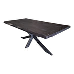 Lade das Bild in den Galerie-Viewer, Baumkante Esstisch Bosto schwarz Mangoholz 160 bis 300 cm in 6 cm mit Spider Gestell 2
