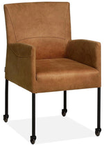 Lade das Bild in den Galerie-Viewer, Songa Mikrofaser Armlehnen Stuhl mit Rollen in 3 Farben Cognac-Braun Grün Anthrazit

