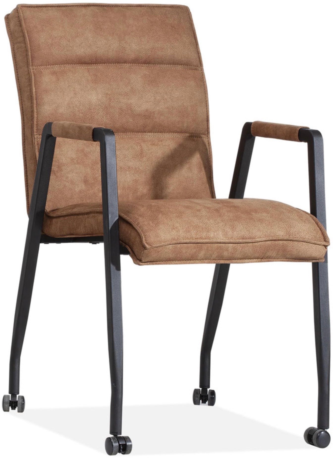 Armlehnenstuhl mit Rollen Trysan Mikrofaser in 3 Farben Cognac-Braun Grün Anthrazit