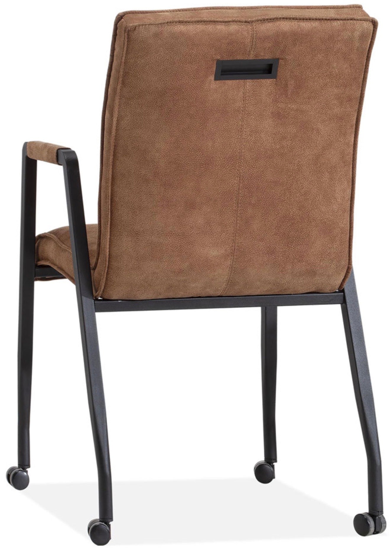 Armlehnenstuhl mit Rollen Trysan Mikrofaser in 3 Farben Cognac-Braun Grün Anthrazit